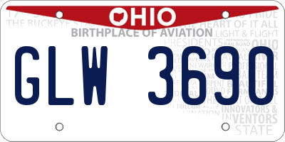 OH license plate GLW3690