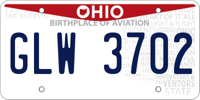 OH license plate GLW3702