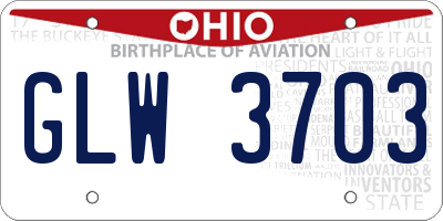 OH license plate GLW3703