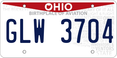 OH license plate GLW3704