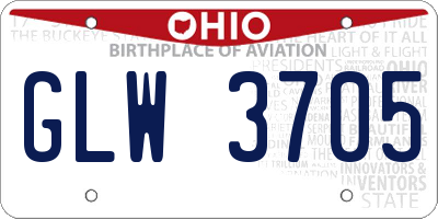 OH license plate GLW3705
