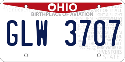 OH license plate GLW3707