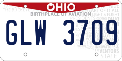 OH license plate GLW3709
