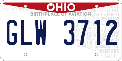 OH license plate GLW3712