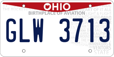 OH license plate GLW3713