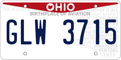 OH license plate GLW3715