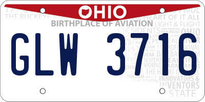 OH license plate GLW3716