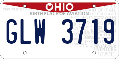OH license plate GLW3719