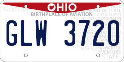 OH license plate GLW3720