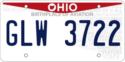 OH license plate GLW3722