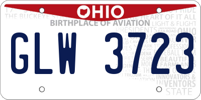OH license plate GLW3723