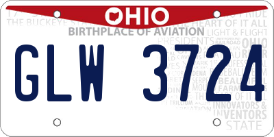 OH license plate GLW3724