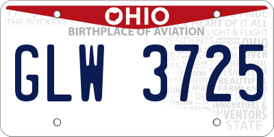 OH license plate GLW3725