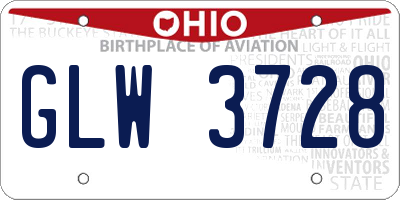 OH license plate GLW3728