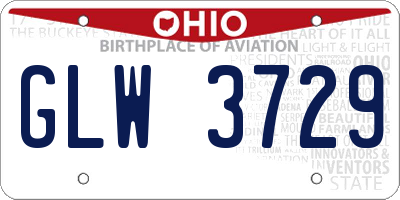 OH license plate GLW3729