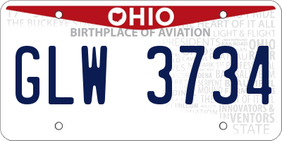 OH license plate GLW3734