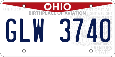 OH license plate GLW3740