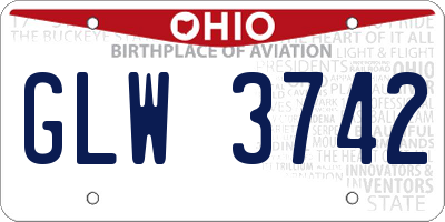 OH license plate GLW3742