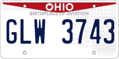 OH license plate GLW3743