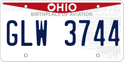 OH license plate GLW3744