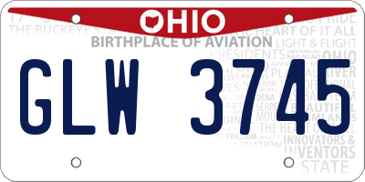 OH license plate GLW3745