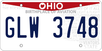 OH license plate GLW3748