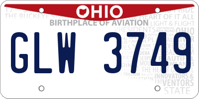 OH license plate GLW3749