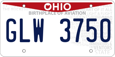 OH license plate GLW3750
