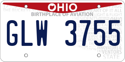 OH license plate GLW3755