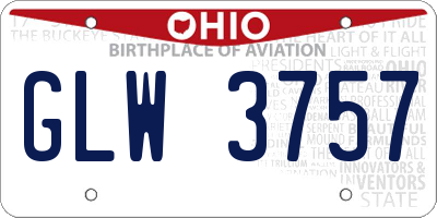 OH license plate GLW3757