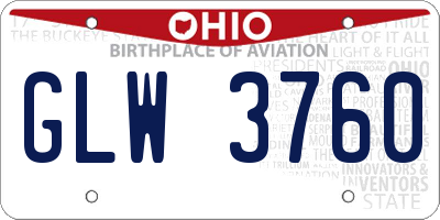 OH license plate GLW3760