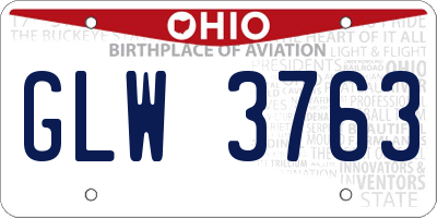 OH license plate GLW3763