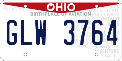 OH license plate GLW3764