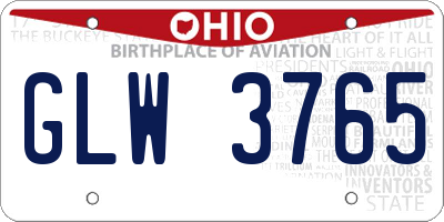 OH license plate GLW3765