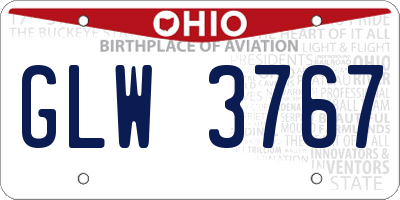 OH license plate GLW3767