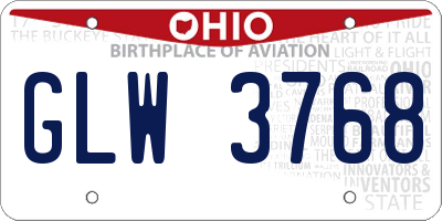 OH license plate GLW3768