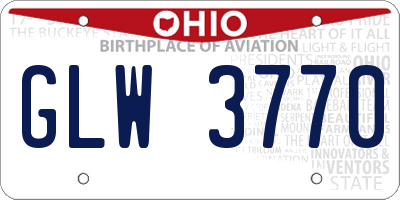OH license plate GLW3770