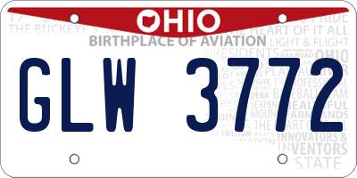 OH license plate GLW3772