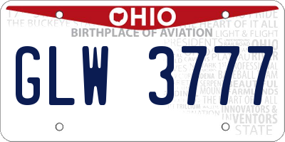 OH license plate GLW3777