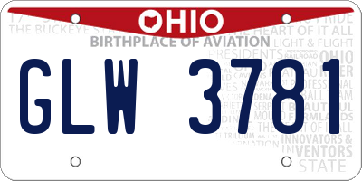 OH license plate GLW3781