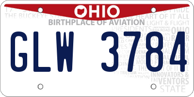 OH license plate GLW3784