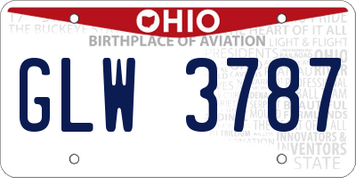 OH license plate GLW3787