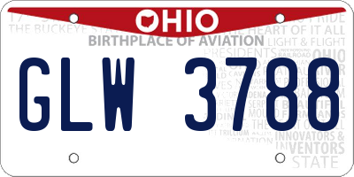 OH license plate GLW3788