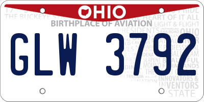 OH license plate GLW3792