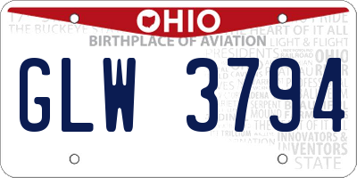 OH license plate GLW3794