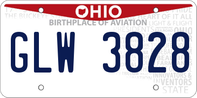 OH license plate GLW3828