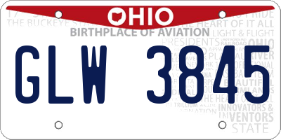 OH license plate GLW3845