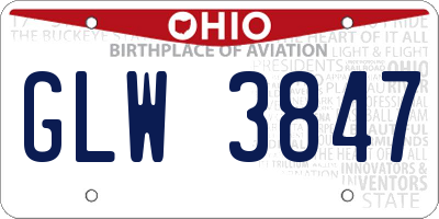 OH license plate GLW3847