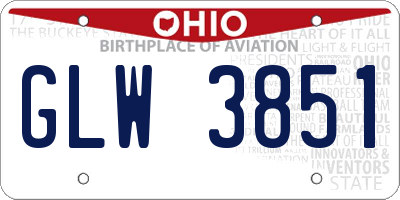 OH license plate GLW3851