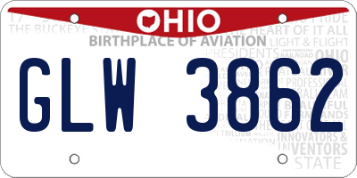 OH license plate GLW3862